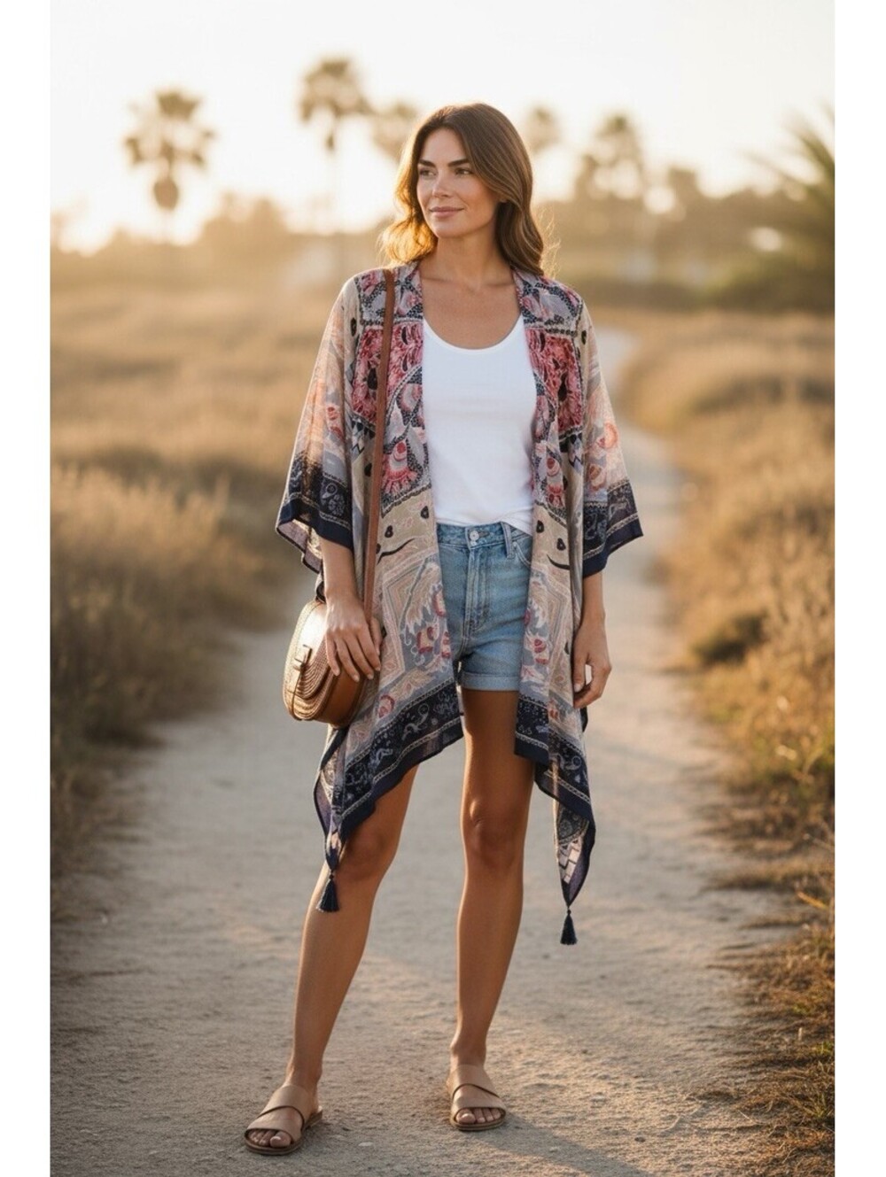 Patriotic Vince Camuto Women’s Rayon Paisley Multicolor Tassel Shawl Wrap